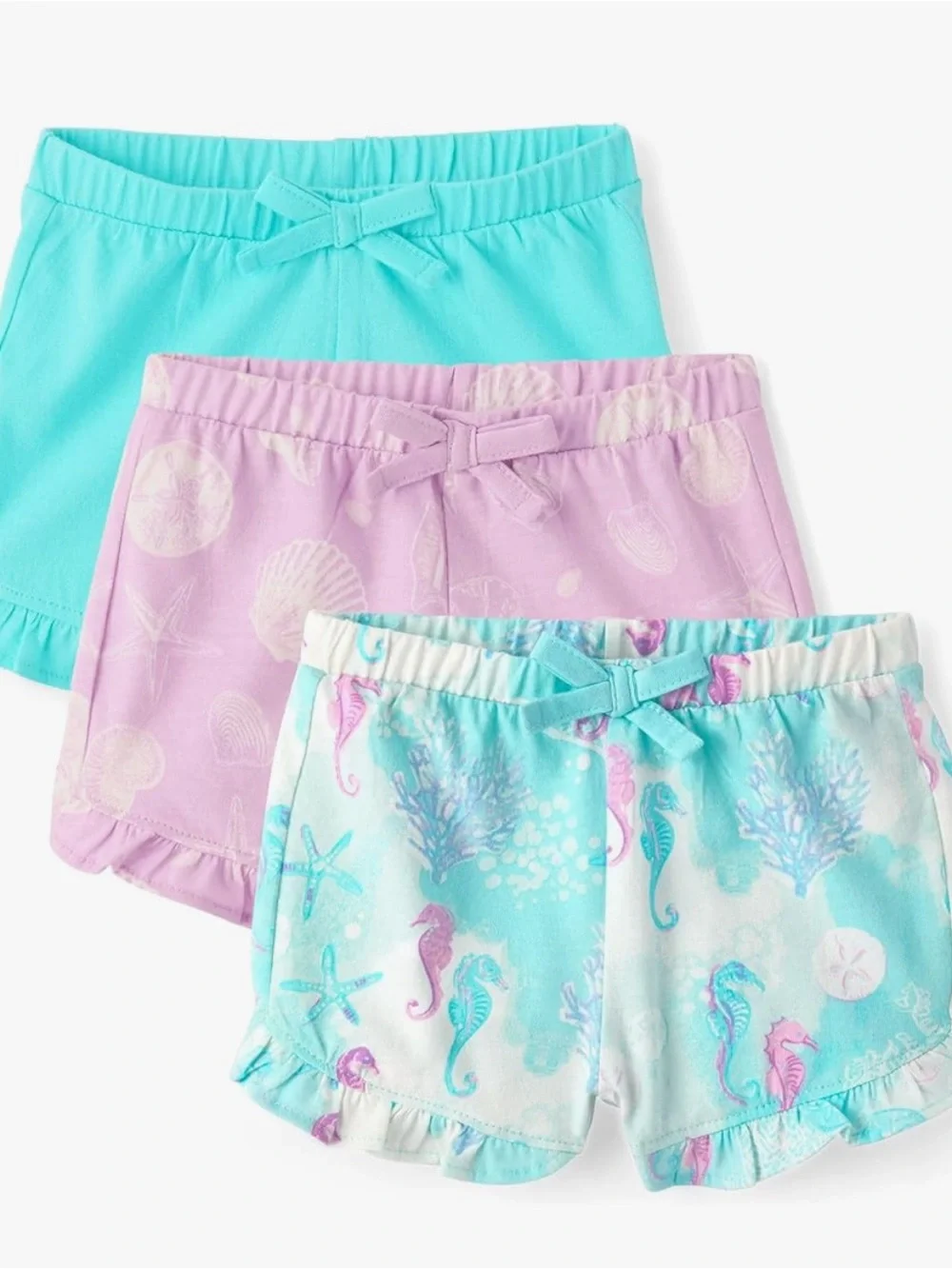 The Children’s Place Newborn 5 Bodysuits & 3 Shorts Set in Pastel Seashell Print